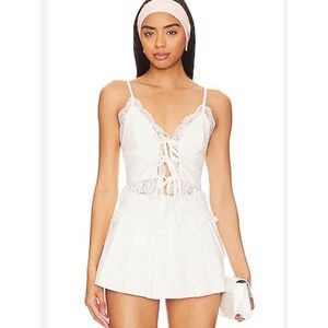 For Love And Lemons white lace‎ corset mini dress Size M NWT bridal coquette